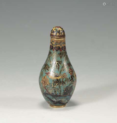 CHINESE CLOISONNE SNUFF BOTTLE, MARKED