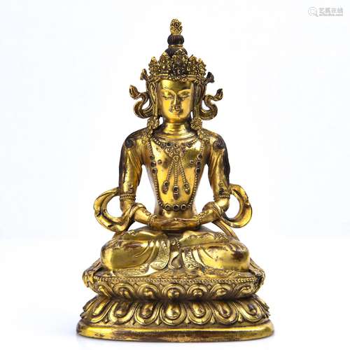 CHINESE GILT BRONZE SEATED AMITAYUS