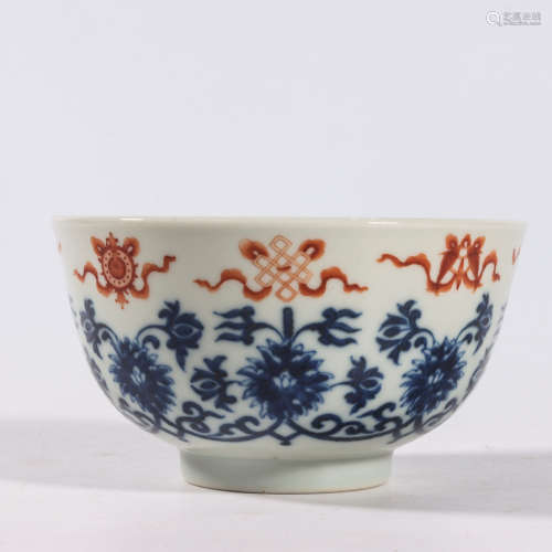 AN UNDERGLAZE BLUE AND IRON-RED GLAZE ‘EIGHT TRIGR