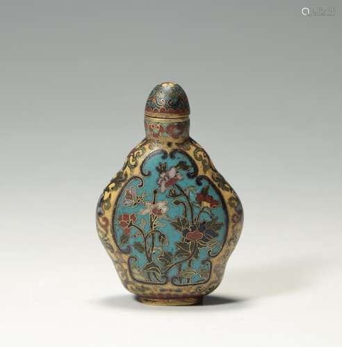 CHINESE CLOISONNE SNUFF BOTTLE, MARKED