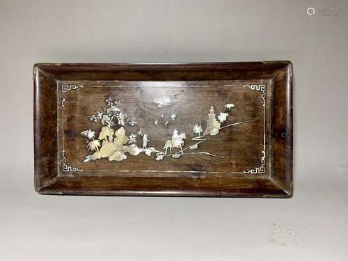 CHINESE HUA LI WOOD TRAY WITH INLAID