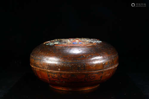 CHINESE HARD WOOD COVER BOX WITH INLAID