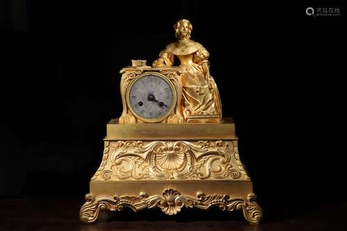 18TH C GILT BRONZE CLOCK