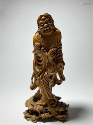 CHINESE HUANGYANG WOOD FIGURE OF LIUHAI