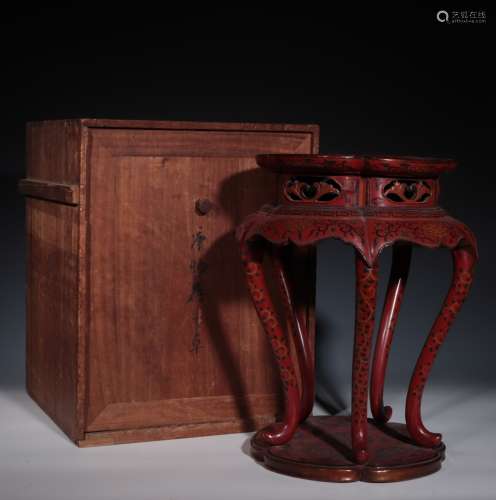 CHINESE CINNABAR LACQUER STOOL