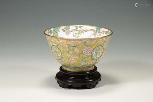 CHINESE BRONZE ENAMEL BOWL, QIANLONG MARK