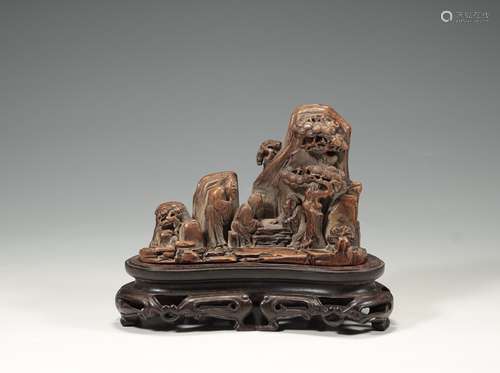 CHINESE BAMBOO CARVED LANDSCAPE ORNAMENT