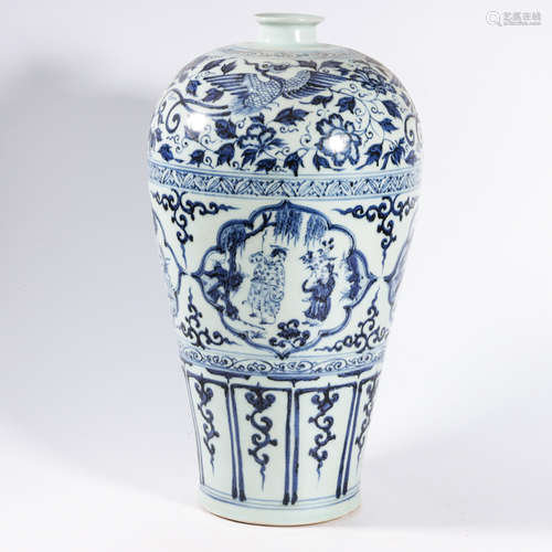 A BLUE AND WHITE ‘FIGURE’ MEIPING VASE