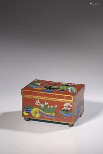 CHINESE BRONZE ENAMEL COVER BOX