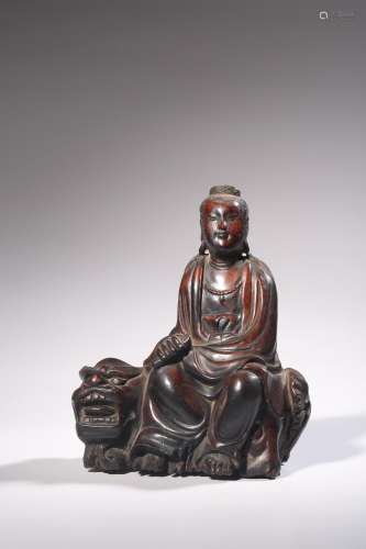 CHINESE HARWOOD CARVED GUANYIN