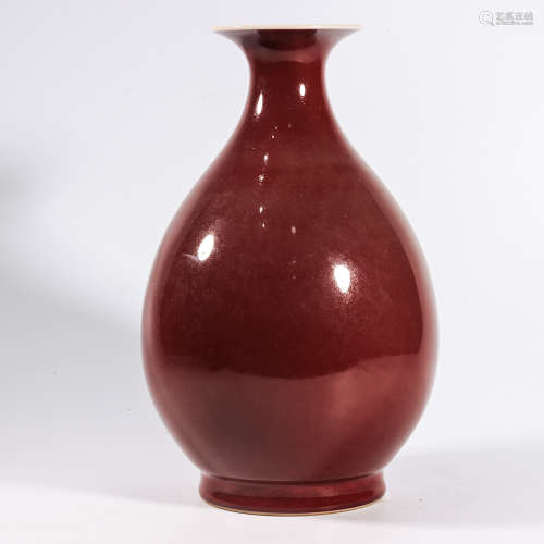 A SACRIFICIAL RED GLAZE PEAR-SHAPED VASE