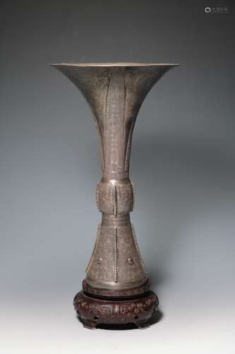 CHINESE SILVER GU VASE