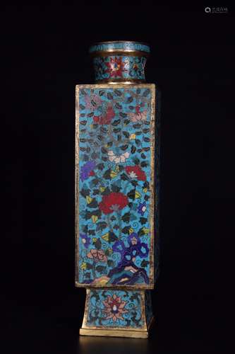 CHINESE CLOISONNE CONG VASE, MARKED