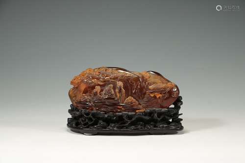 CHINESE AGATE CARVED LANDSCAPE ORNAMENT