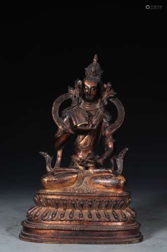 CHINESE GILT BRONZE SEATED VAJRA SATTVA