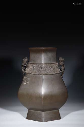 CHINESE BRONZE VASE MARKED