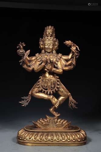 CHINESE GILT BRONZE FIGURE OF GUANYIN