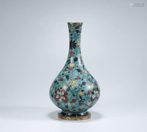 CHINESE CLOISONNE YUHUCHUN VASE, MARKED