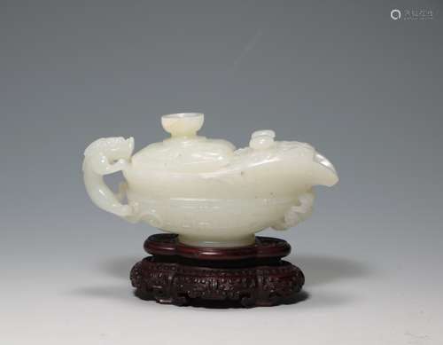 CHINESE WHITE JADE CHILONG WATER COUPE