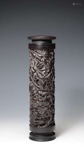 CHINESE HARDWOOD CARVED CENSER