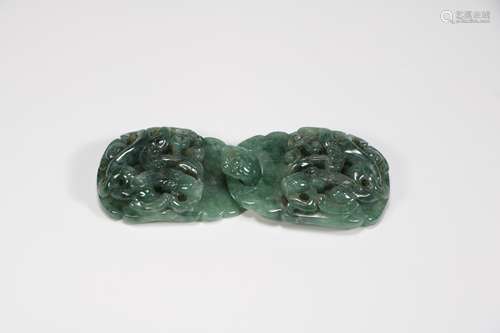 CHINESE JADEITE CARVED BELT BUCKLE