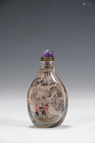 CHINESE INTERIOR PAINTED CRYSTAL SNUFF BOTTLE