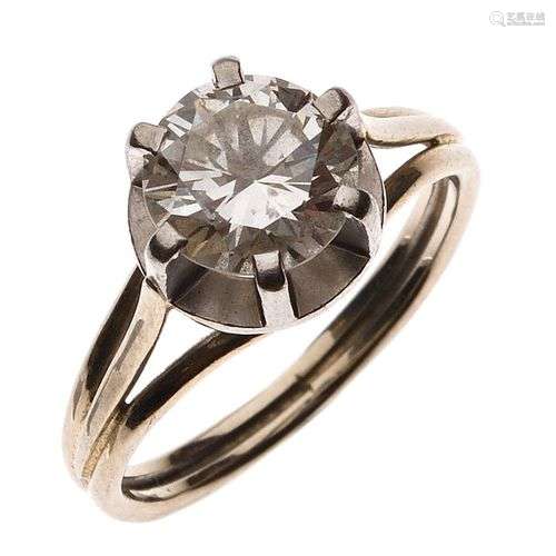 BAGUE solitaire en or gris 750/°° et platine 850/°° sertie d...