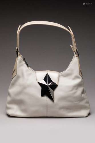 Thierry Mugler - SAC à main en cuir blanc crème, dessus ivoi...