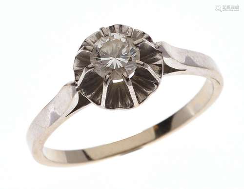 BAGUE solitaire en or gris 750/°° et platine 850/°° ornée d'...