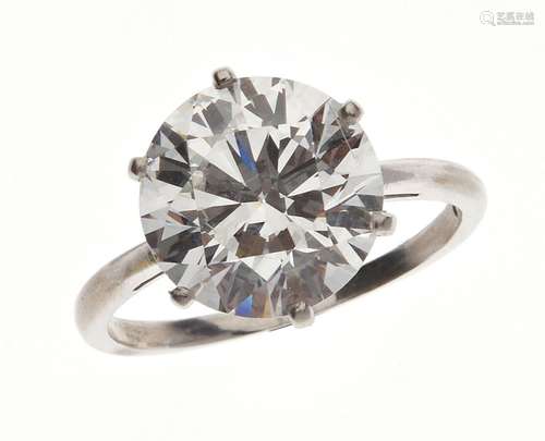 BAGUE solitaire en platine 850/°° et or gris 750/°° ornée d'...