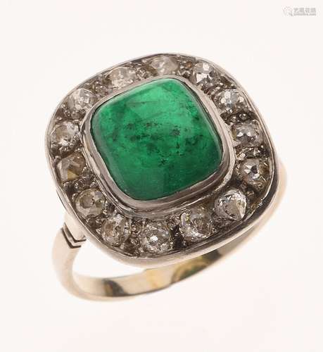 BAGUE en or gris 750/°° ornée d'une émeraude de Colombie tai...