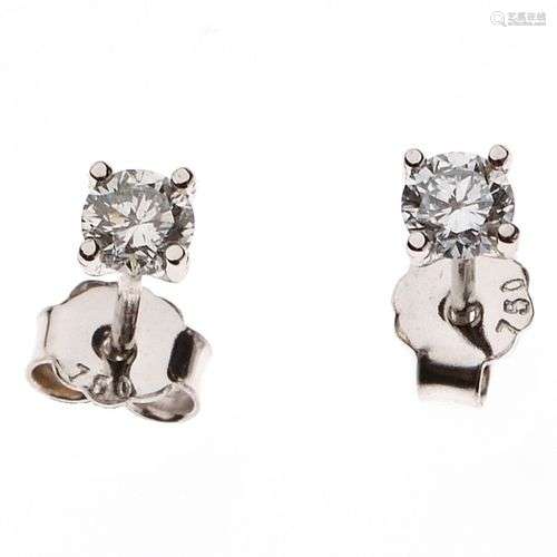 Paire de CLOUS d'oreilles en or gris 750/°° serti de diamant...