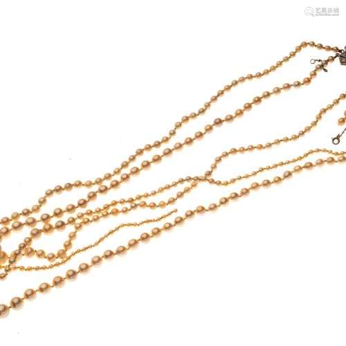 COLLIER triple rangs de perles en partie probablement fines ...