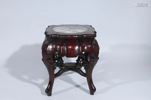 Chinese Wood & Hardstone Stool