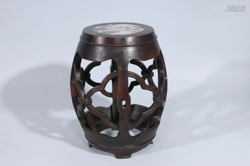 Chinese Wood & Hardstone Stool