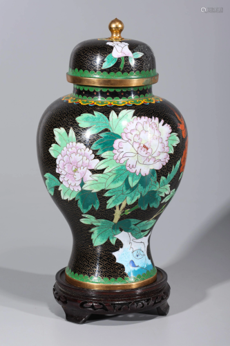Chinese Cloisonne Enameled Covered Vase