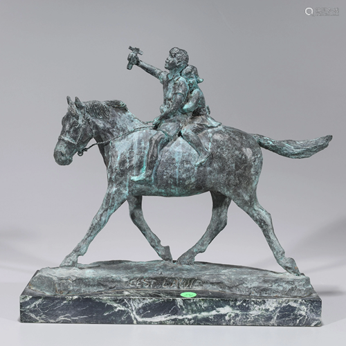 Bronze Statue of Children on a Horse