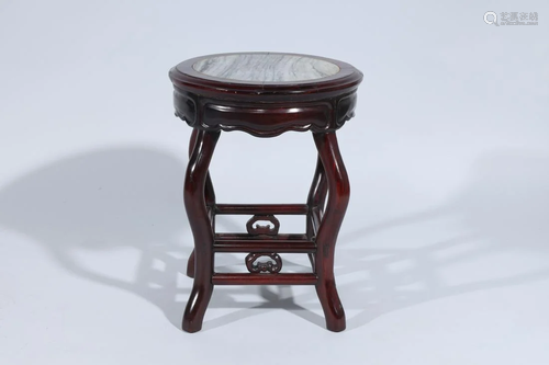 Chinese Wood & Hardstone Stool