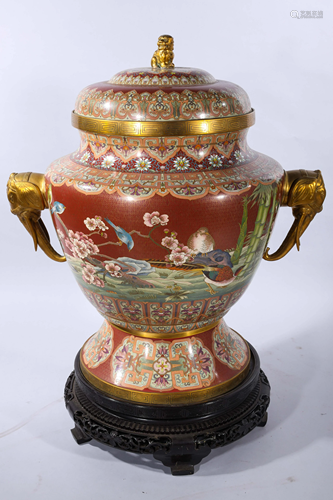 Large Chinese Cloisonne Enamel Covered Censer