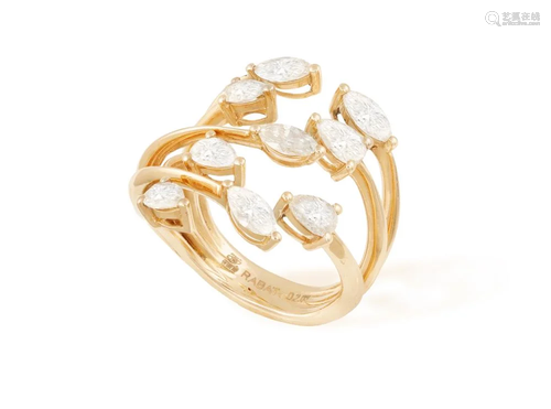 A DIAMOND COCKTAIL RING, BY RABAT The trifurcated band