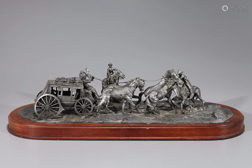 Pewter Western Stagecoach Statue