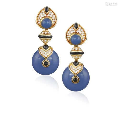 A PAIR OF GEM-SET AND DIAMOND 'PNEUS' EARCLIPS, BY