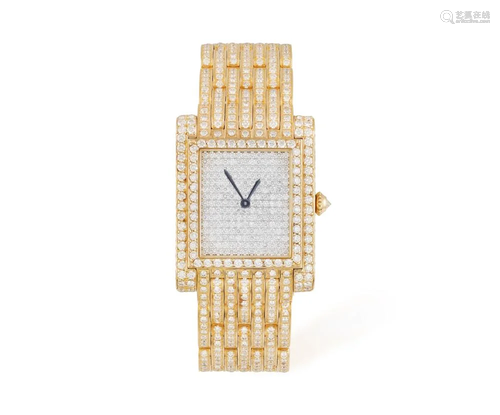 AN 18K DIAMOND-SET QUARTZ BRACELET WATCH, BY CHA…