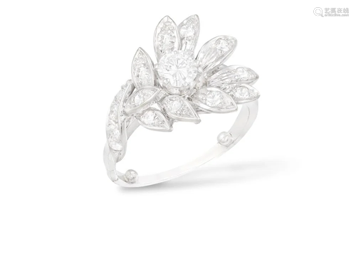 A DIAMOND DRESS RING, CIRCA 1960 Of floral design,