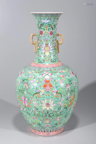 Tall Chinese Famille Rose Gilt & Enameled Porcelain