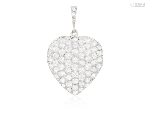 A DIAMOND LOCKET PENDANT Of bombÃ© heart shape,