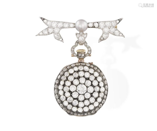 A LATE 19TH CENTURY DIAMOND AND PEARL OPEN FACE L…