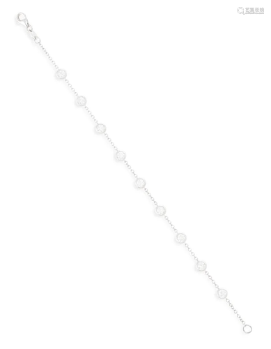 A DIAMOND BRACELET Composed of a cable-link chain