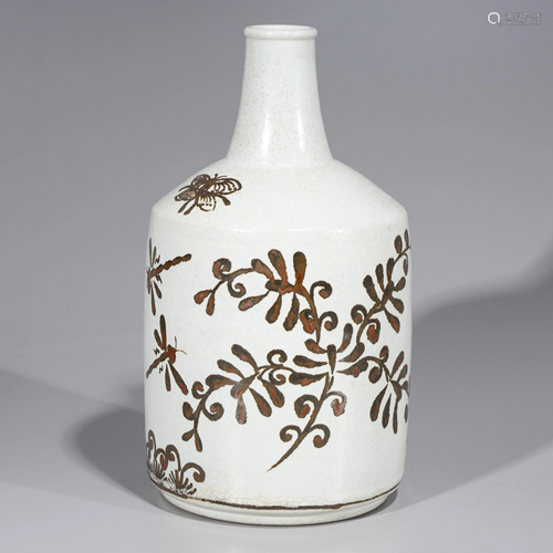 Large Korean Red & White Glazed Ceramic Jug