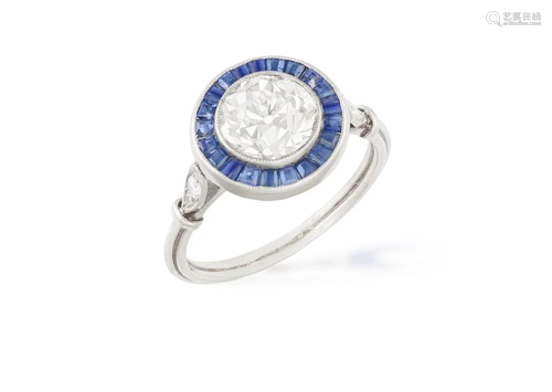 AN EARLY 20TH CENTURY SAPPHIRE AND DIAMOND TARGET RI…